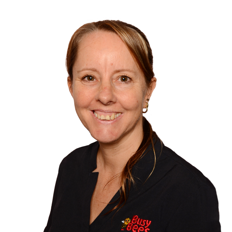 Cherisha Davies, Assistant Manager of Busy Bees Beenleigh wearing a black top with "Busy Bees" embroidered on it.
