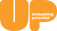 Solid orange background with subtle shadowed text reading "U NEXT PROJECTION," evoking themes of early learning and preschool development.